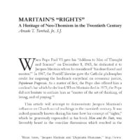Maritain’s “Rights”: A Heritage of Neo-Thomism in the Twentieth Century