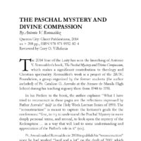 The Paschal Mystery and Divine Compassion by Antonio V. Romualdez [BOOK REVIEW]