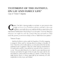 Testimony of the Faithful on Lay and Family Life
