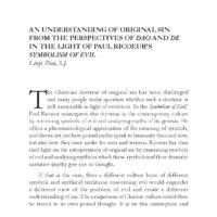 An Understanding of Original Sin from the Perspectives of Dao and De in the Light of Paul Ricoeur’s Symbolism of Evil