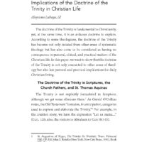 Finding the Trinity in All Things: A Reflection on the Practical Implications of the Doctrine of the Trinity in Christian Life