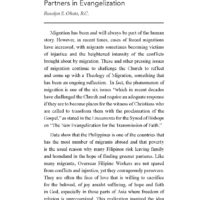 Overseas Filipino Workers and Catholic Charismatic Communities: Partners in Evangelization