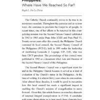 The Vision of Integral Evangelization in the Second Plenary Council of the Philippines: Where Have We Reached So Far?