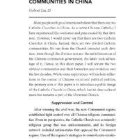 Divided Yet One: The Two Catholic Communities in China