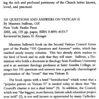 [BOOK REVIEW] 101 Questions and Answers on Vatican II By Maureen Sullivan, O.P.