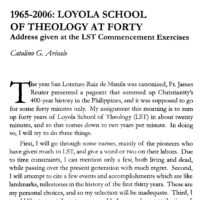 1965–2006: Forty Years on the History of Loyola School of Theology [Address given at the LST Commencement Exercises]