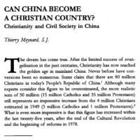 Can China become a Christian Country?: Christianity and Civil Society in China