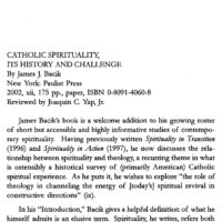 [BOOK REVIEW] Catholic Spirituality, Its History and Challenge By James J. Bacik