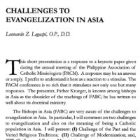 Challenges to Evangelization in Asia