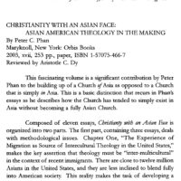 [BOOK REVIEW] Christianity with an Asian Face: Asian American Theology in the Making By Peter C. Phan