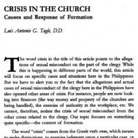 Crisis in the Church: Causes and Response of Formation