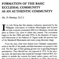 Formation of the Basic Ecclesial Community as an Authentic Community
