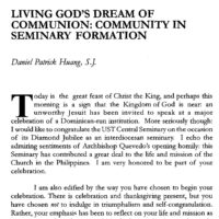 Living God's Dream of Communion: Community in Seminary Formation
