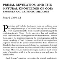 Primal Revelation and the Natural Knowledge of God: Brunner and Catholic Theology