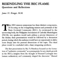 Rekindling the BEC Flame: Questions and Reflections
