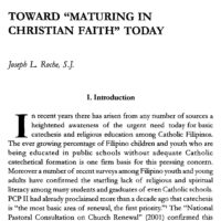 Toward "Maturing in Christian Faith" Today