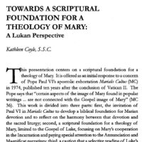 Towards a Scriptural Foundation for a Theology of Mary: A Lukan Perspective
