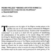 Pedro Pelaez' "Brebes Apuntes Sobre la Cuestion de Curatos de Filipinas": A Transcription