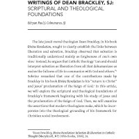 A Framework for Christian Social Involvement from the Writings of Dean Brackley SJ: Scriptural and Theological Foundations