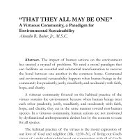 “That They All May Be One”: A Virtuous Community, a Paradigm for Environmental Sustainability