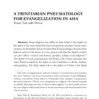 A Trinitarian Pneumatology for Evangelization in Asia